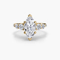 Five Stone Ring with Pavé Band in yellow gold with a marquise centre stone