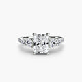Five Stone Ring with Pavé Band in white gold with a radiant-cut centre stone