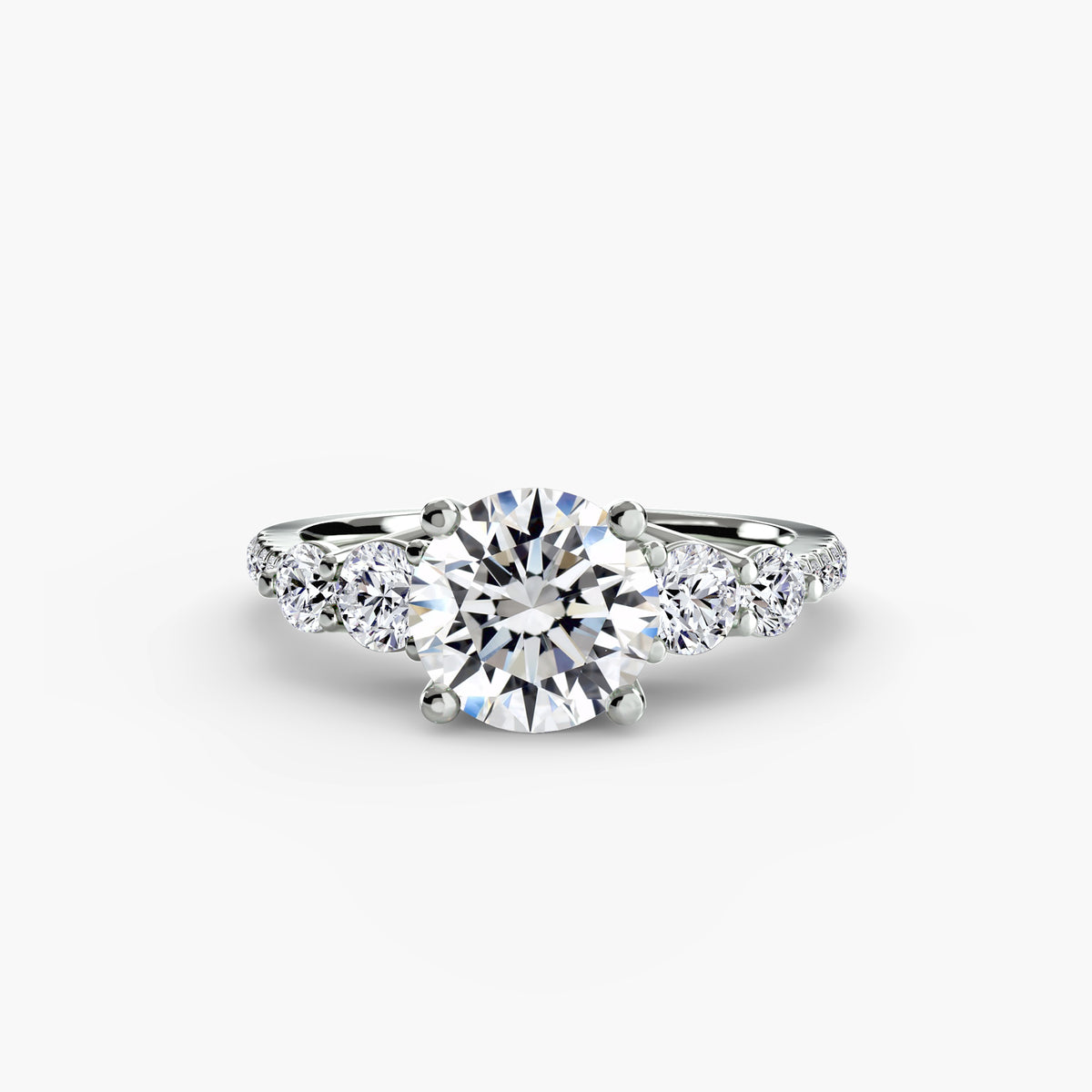 Five Stone Ring with Pavé Band in white gold