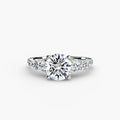 Five Stone Ring with Pavé Band in white gold with a round centre stone