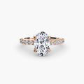 Solitaire with Pavé engagement ring in rose gold with an oval centre stone