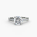 Solitaire with Pavé engagement ring in white gold