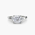 Baguette Accent Solitaire engagement ring in white gold with an Asscher-cut centre stone
