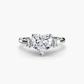 Baguette Accent Solitaire engagement ring in white gold with a heart-shaped centre stone