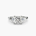 Baguette Accent Solitaire engagement ring in white gold with a princess-cut centre stone