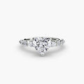 The Tiered Accent Ring in white gold with a heart-shaped centre stone