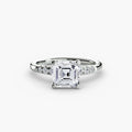 Solitaire with Shoulder Accents engagement ring in white gold with an Asscher-cut centre stone