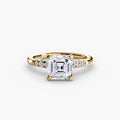 Solitaire with Shoulder Accents engagement ring in yellow gold with an Asscher-cut centre stone