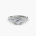 Solitaire with Shoulder Accents engagement ring in white gold with a cushion-cut centre stone