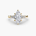 Solitaire with Shoulder Accents engagement ring in yellow gold with a marquise centre stone