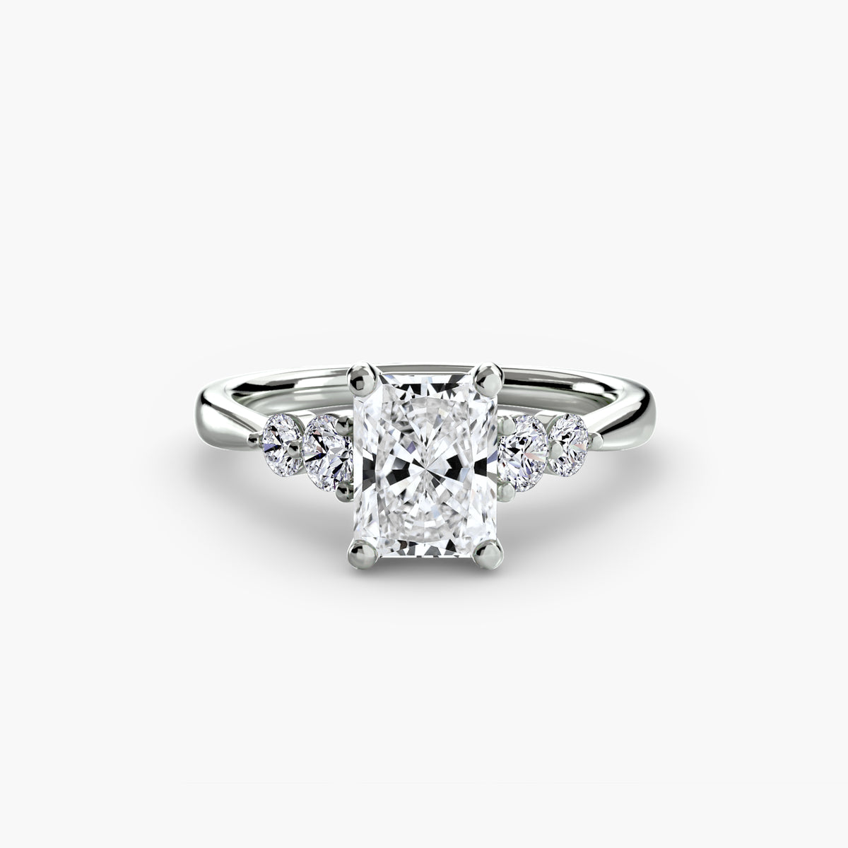Solitaire with Shoulder Accents engagement ring in white gold with a radiant-cut centre stone