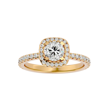 Yellow Gold Cushion Shape Halo Engagement Ring