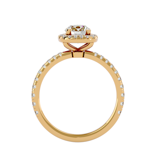 Yellow Gold Cushion Shape Halo Engagement Ring