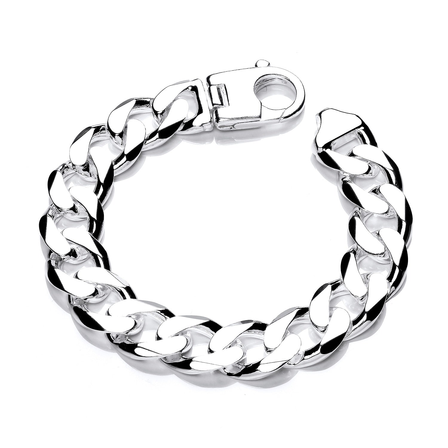 Sterling Silver 15mm Gents Curb Bracelet – 9 Inch
