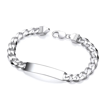 Sterling Silver 925 Gents ID Curb Bracelet - 9 inch, inc Personalisation