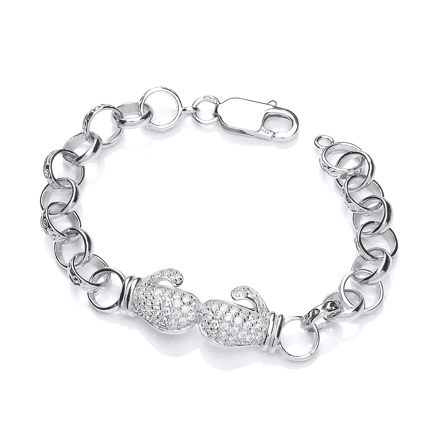Sterling Silver Child’s CZ Boxing Glove Bracelet