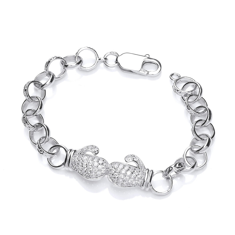 Sterling Silver Child’s CZ Boxing Glove Bracelet