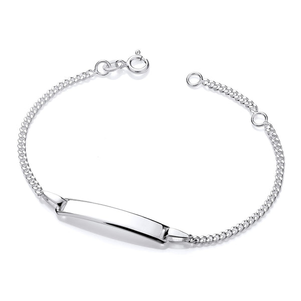 Sterling Silver 925 Adjustable Baby ID Bracelet – 14+2cm Personalised Engravable Nameplate