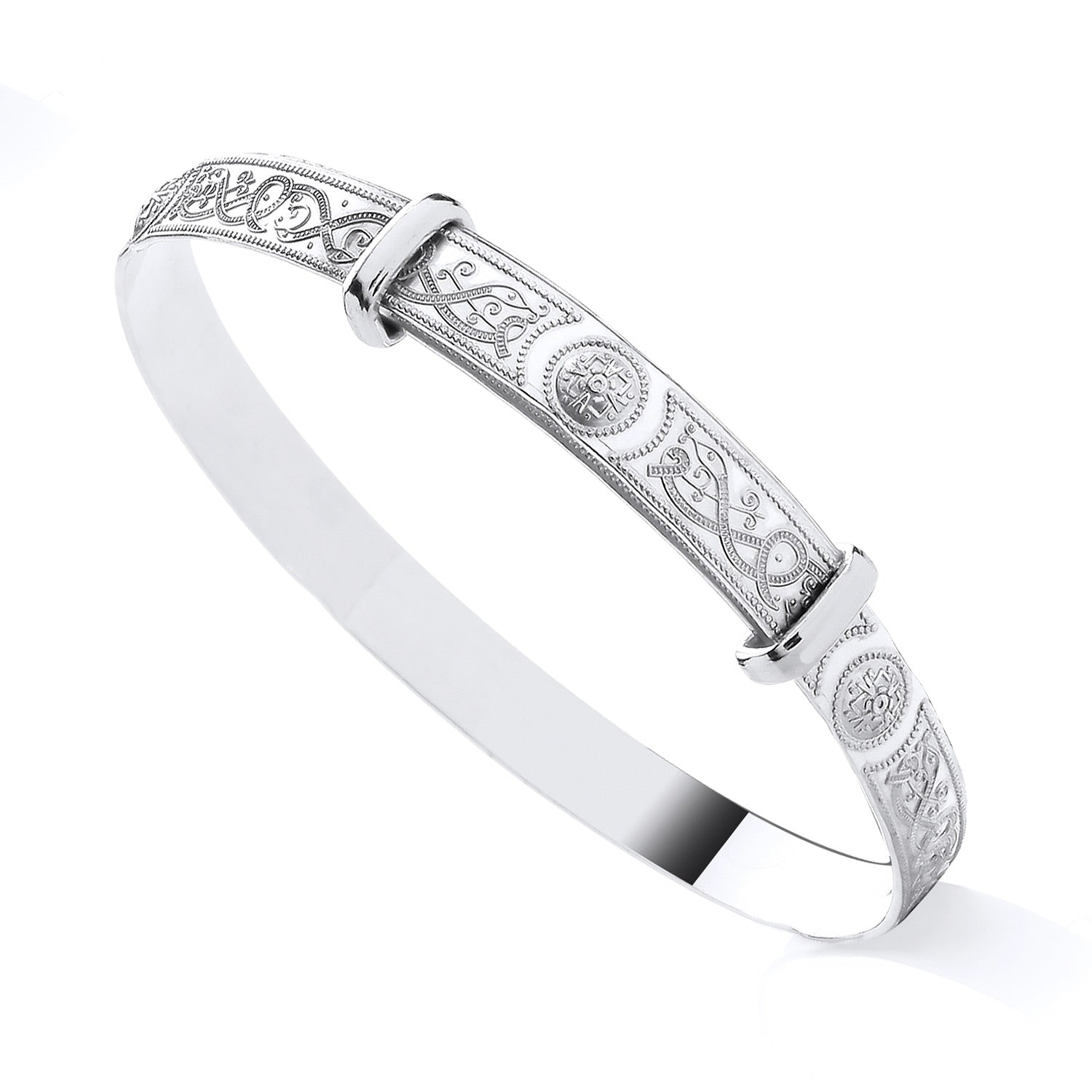 Sterling Silver 4mm Celtic Expanding Baby Bangle – Traditional Irish-Inspired Newborn Gift