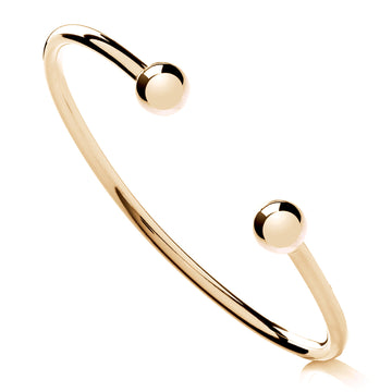 Gold on Sterling Silver Ladies Torque Bangle – Elegant 24ct Gold-Plated Open Cuff Bracelet