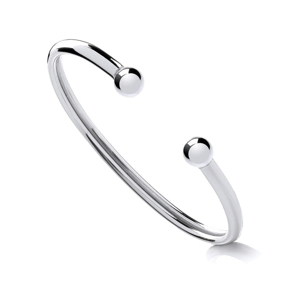 Sterling Silver Maidens Torque Bangle – Elegant & Timeless Youth Bangle for Girls