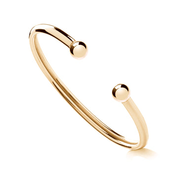 Gold Plated Sterling Silver Maidens Torque Bangle – Elegant 24ct Gold Youth Bracelet
