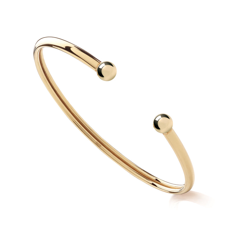 Gold Plated Sterling Silver Ladies Torque Bangle – Elegant 24ct Gold Open Cuff Bracelet