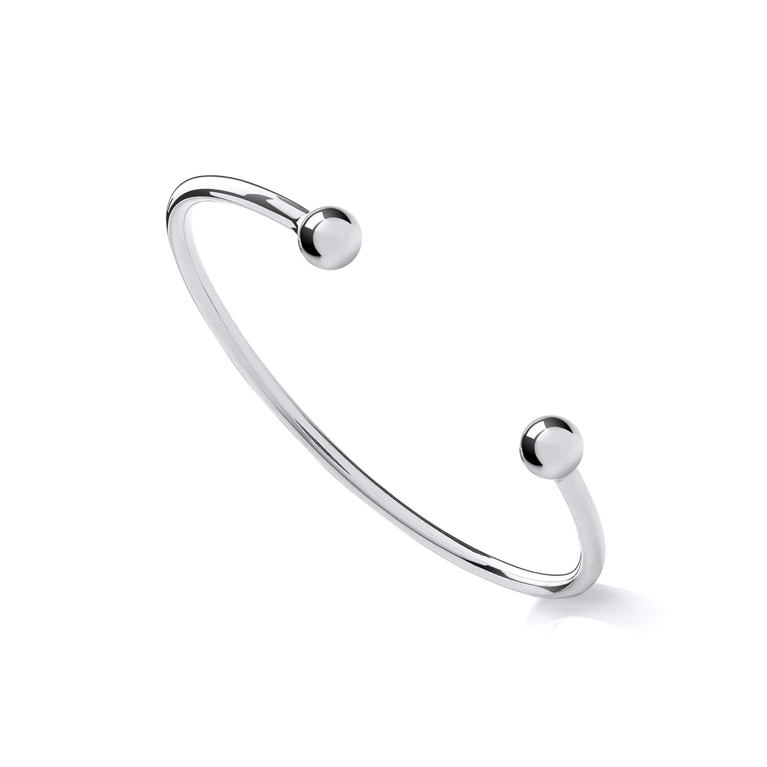 Sterling Silver Maidens Torque Bangle – Elegant Slim 925 Silver Cuff for Young Girls