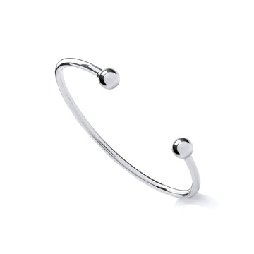Sterling Silver Maidens Torque Bangle – Elegant Slim 925 Silver Cuff for Young Girls