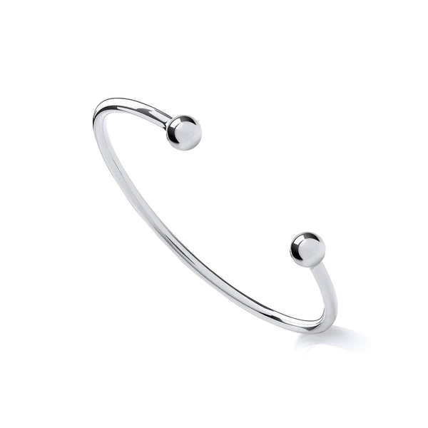 Sterling Silver Maidens Torque Bangle – Elegant Slim 925 Silver Cuff for Young Girls