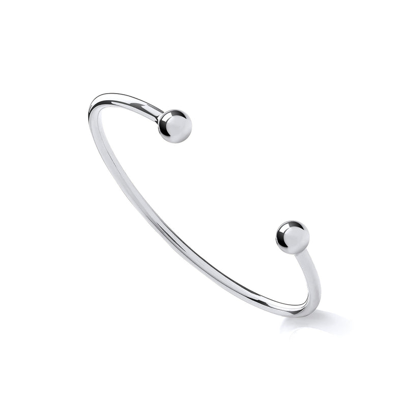 Sterling Silver Maidens Torque Bangle – Elegant Slim 925 Silver Cuff for Young Girls