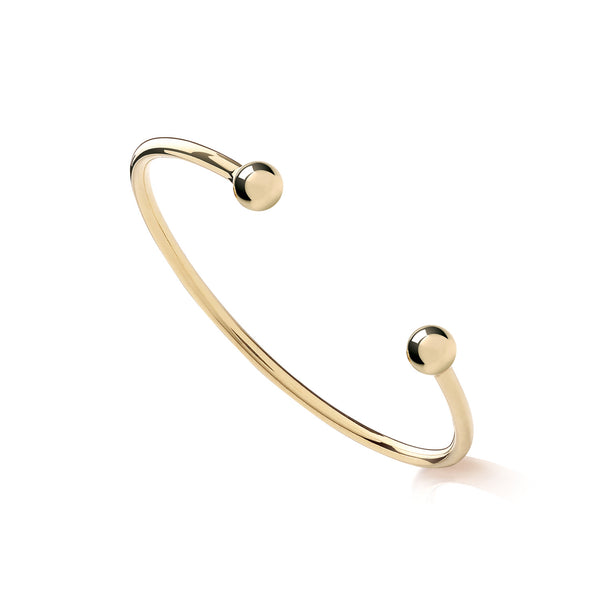 Gold Plated Sterling Silver Maidens Torque Bangle – Elegant 24ct Gold Youth Cuff Bracelet