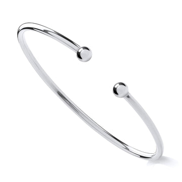 Sterling Silver Gents Torque Bangle – Classic 925 Silver Men’s Open Cuff Bracelet