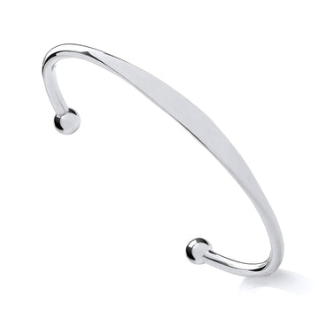 Sterling Silver Maidens ID Torque Bangle – Personalised 925 Silver Cuff Bracelet for Girls