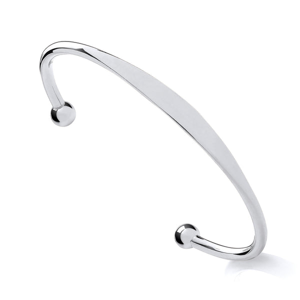 Sterling Silver Maidens ID Torque Bangle – Personalised 925 Silver Cuff Bracelet for Girls