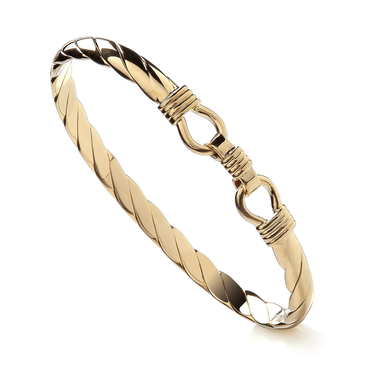 Men’s Gold-Plated Sterling Silver 6mm Solid Hook Bangle