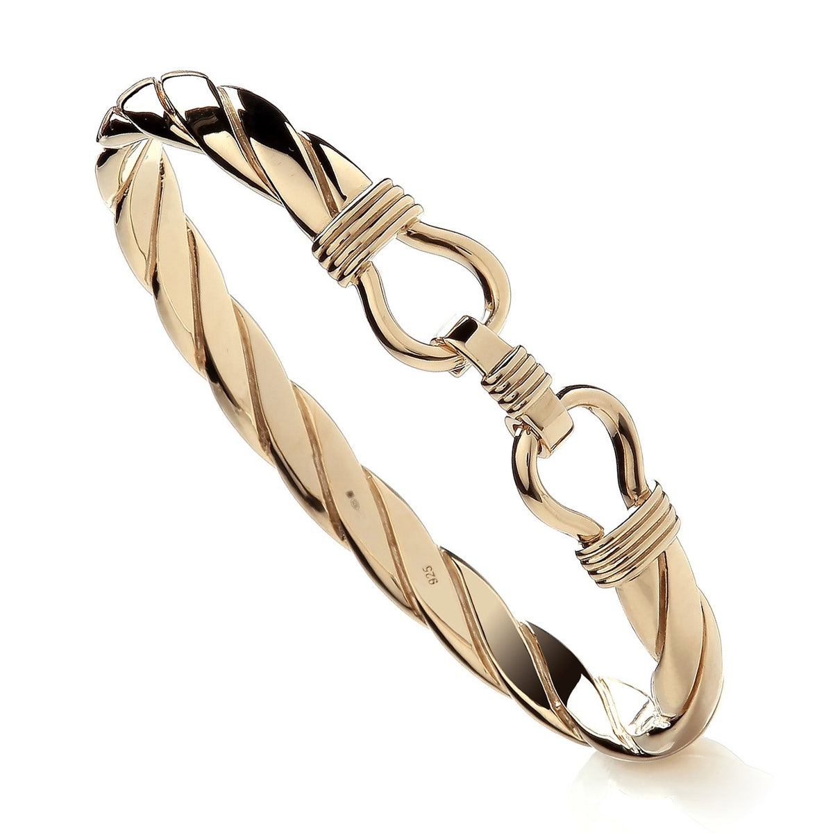 Men’s Gold-Plated Sterling Silver 8mm Solid Hook Bangle