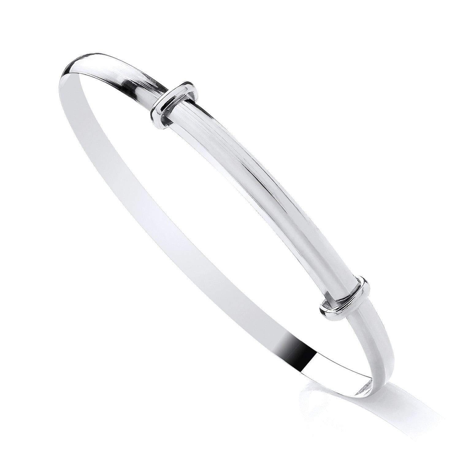 Sterling Silver Ladies D-Shaped Expanding Bangle: