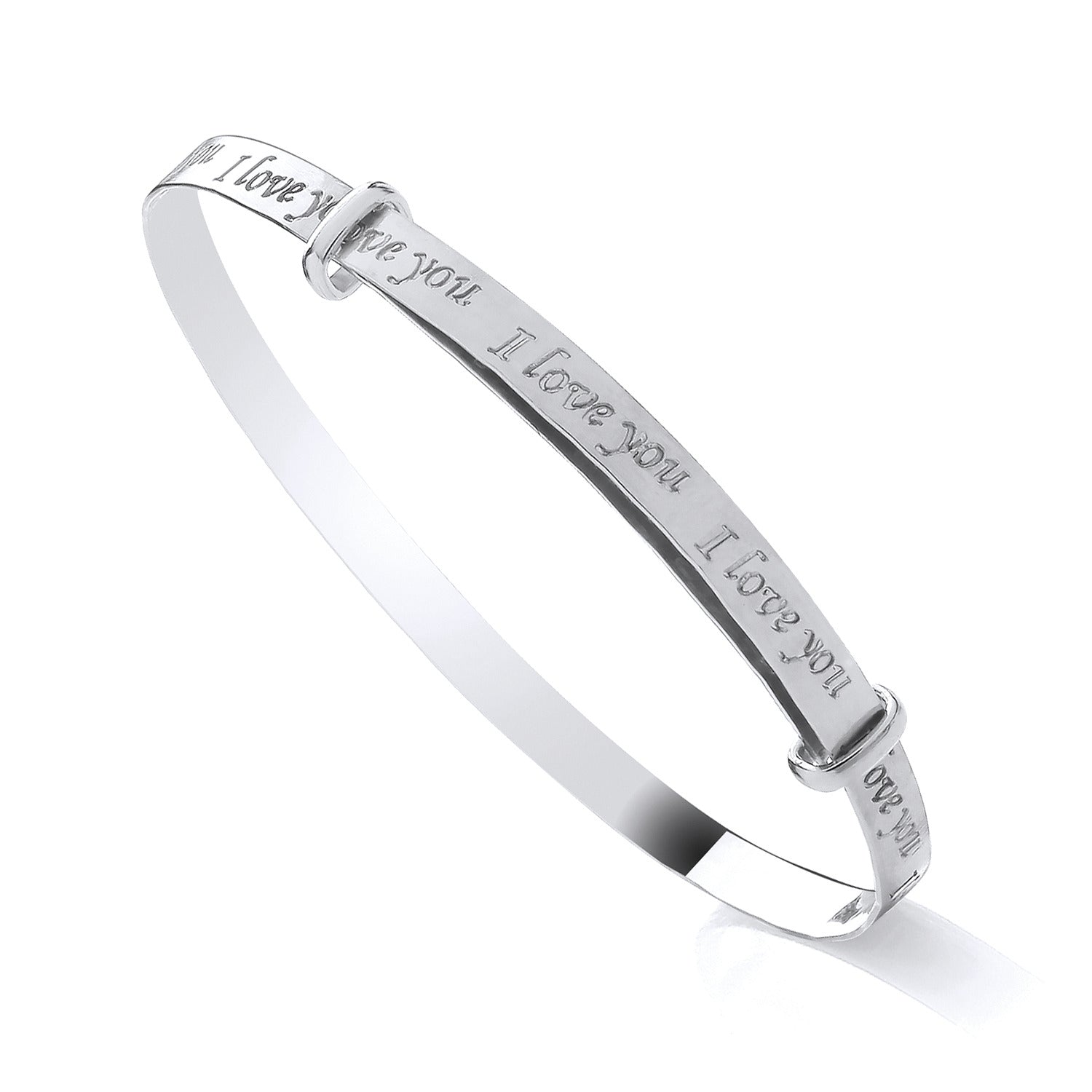 Sterling Silver Ladies "I Love You" Expanding Bangle