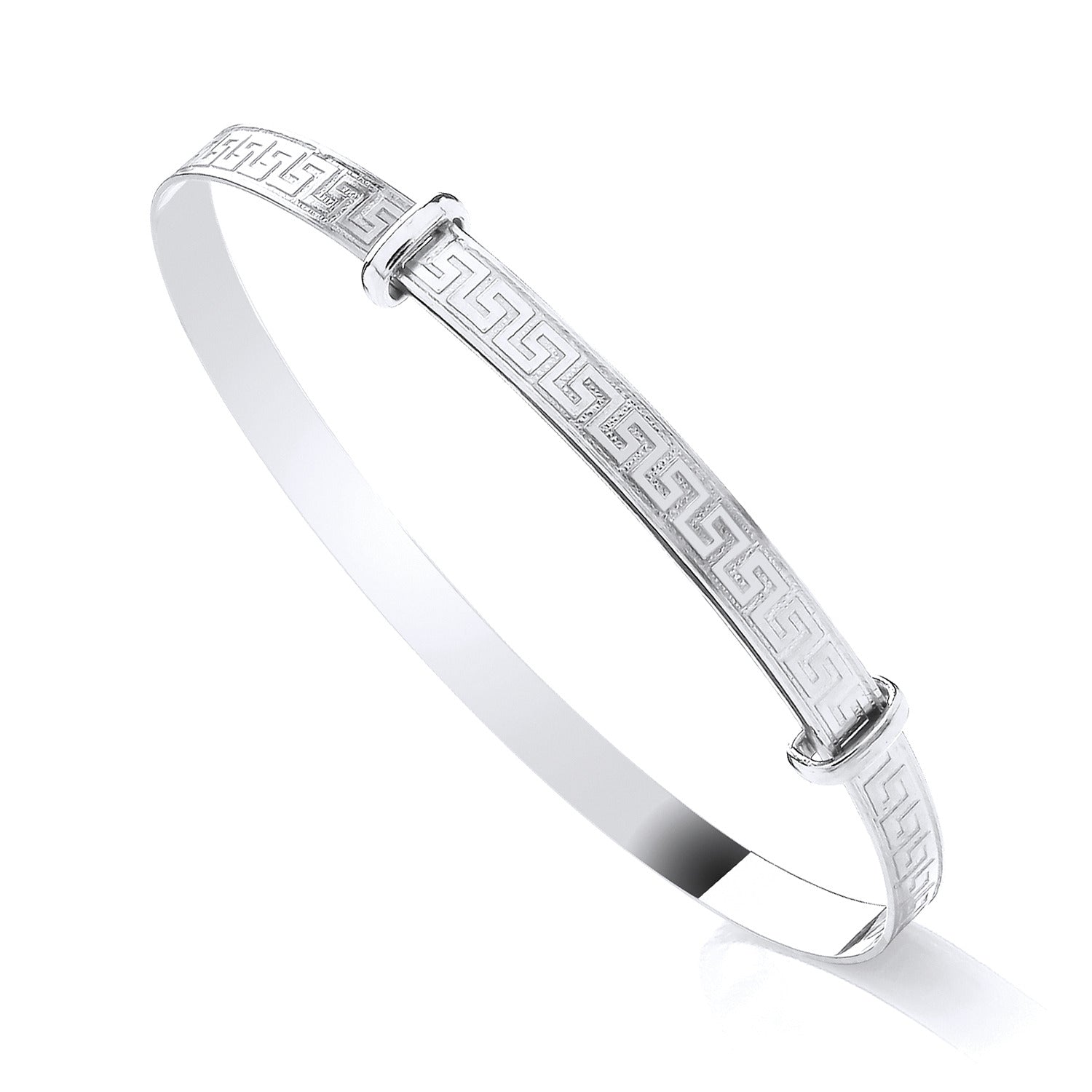 Sterling Silver Ladies Greek Key Expanding Bangle: