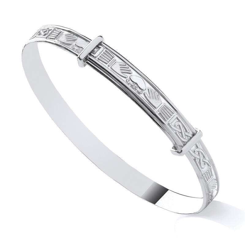 Sterling Silver Ladies Claddagh Expanding Bangle