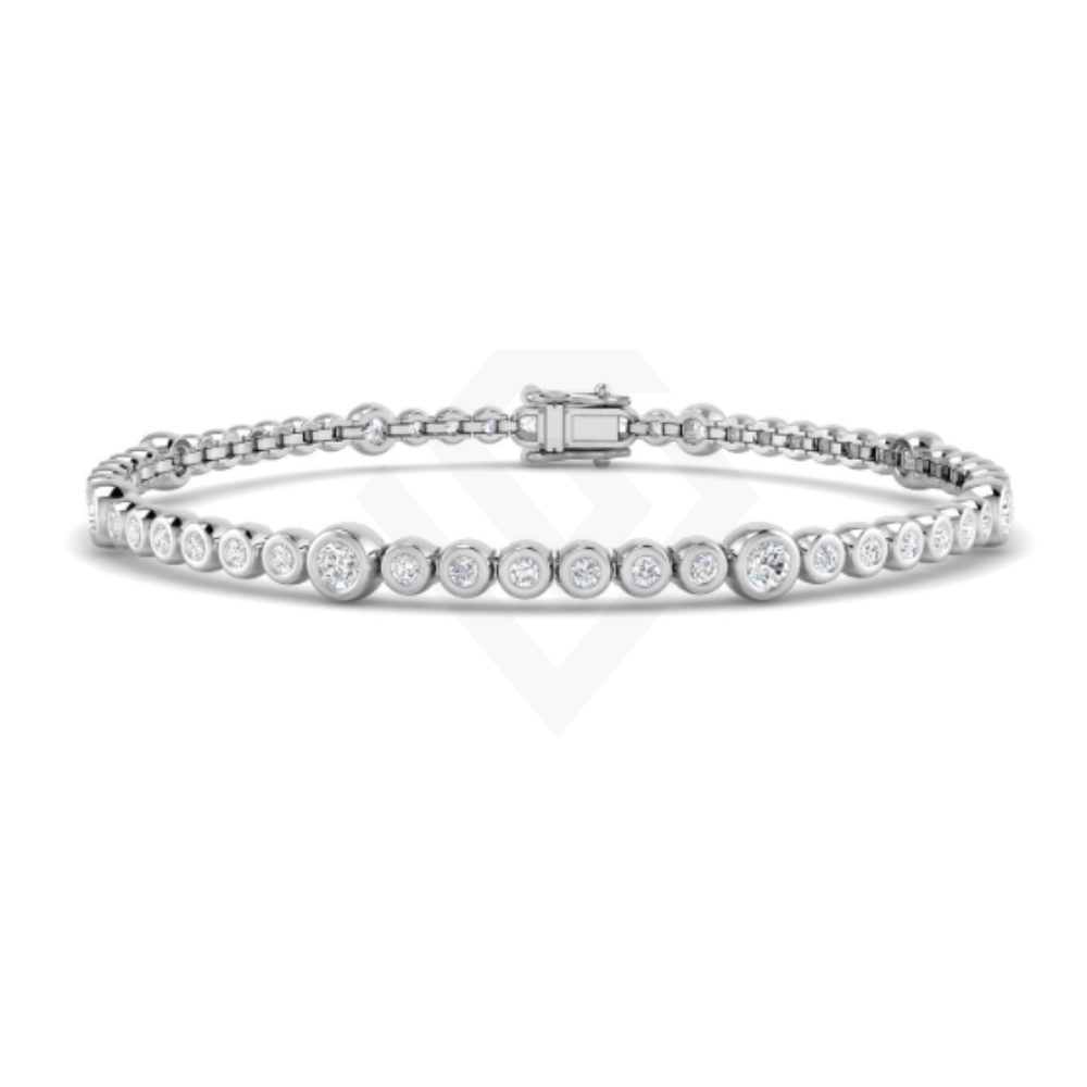2ct Lab Diamond  Rubover Tennis Bracelet in 9ct White Gold