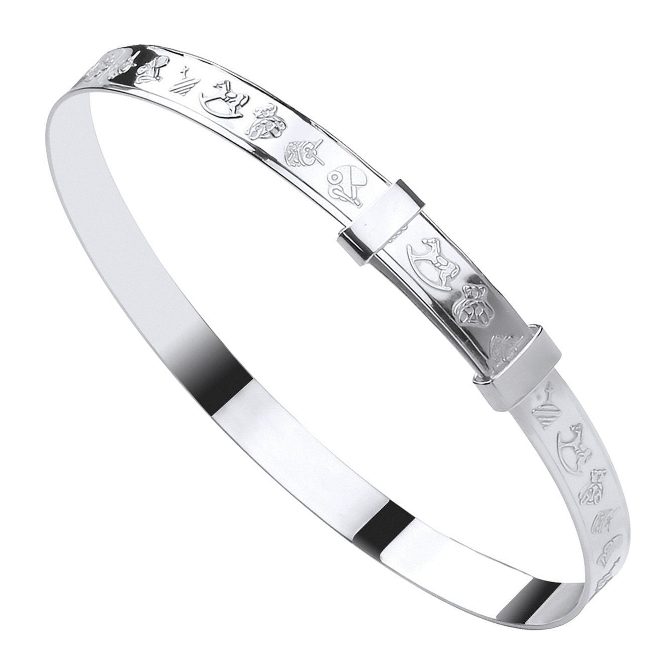 Sterling Silver 925 With Nursery Ryhme features - Horse and Carriage , Expandable Baby Bangle