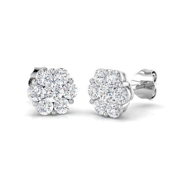 0.97ct Lab-Grown Diamond Flower Cluster Stud Earrings