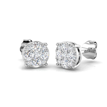 0.43ct Lab-Grown Diamond Cushion Cluster Stud Earrings – white metal