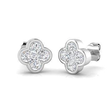 0.86ct Lab-Grown Diamond Clover Cluster Stud Earrings – white metal
