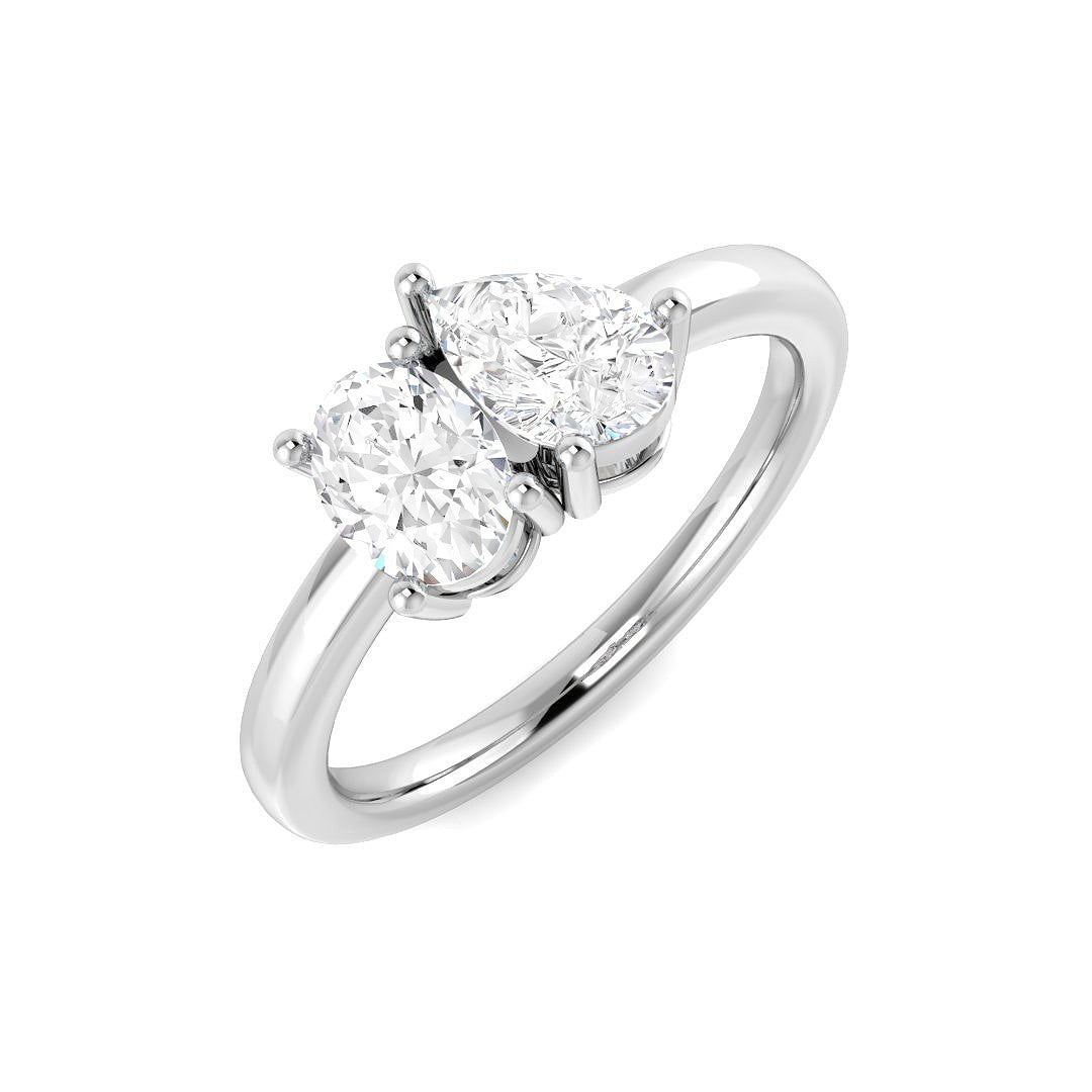 1ct Oval & Pear Lab-Grown Diamond Toi et Moi Ring – white metal