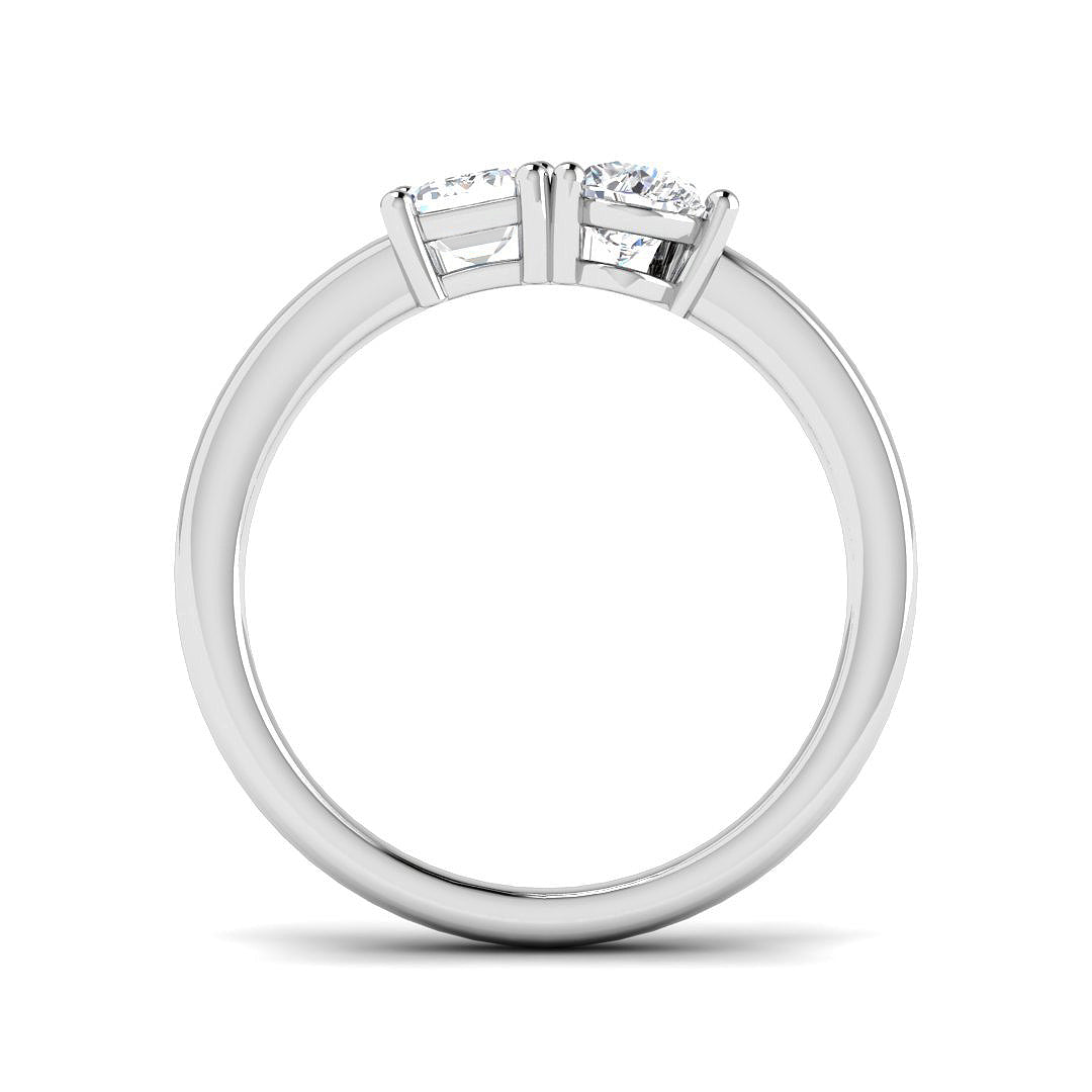 0.97ct Pear & Emerald-Cut Lab-Grown Diamond Toi et Moi Ring – white metal view 2