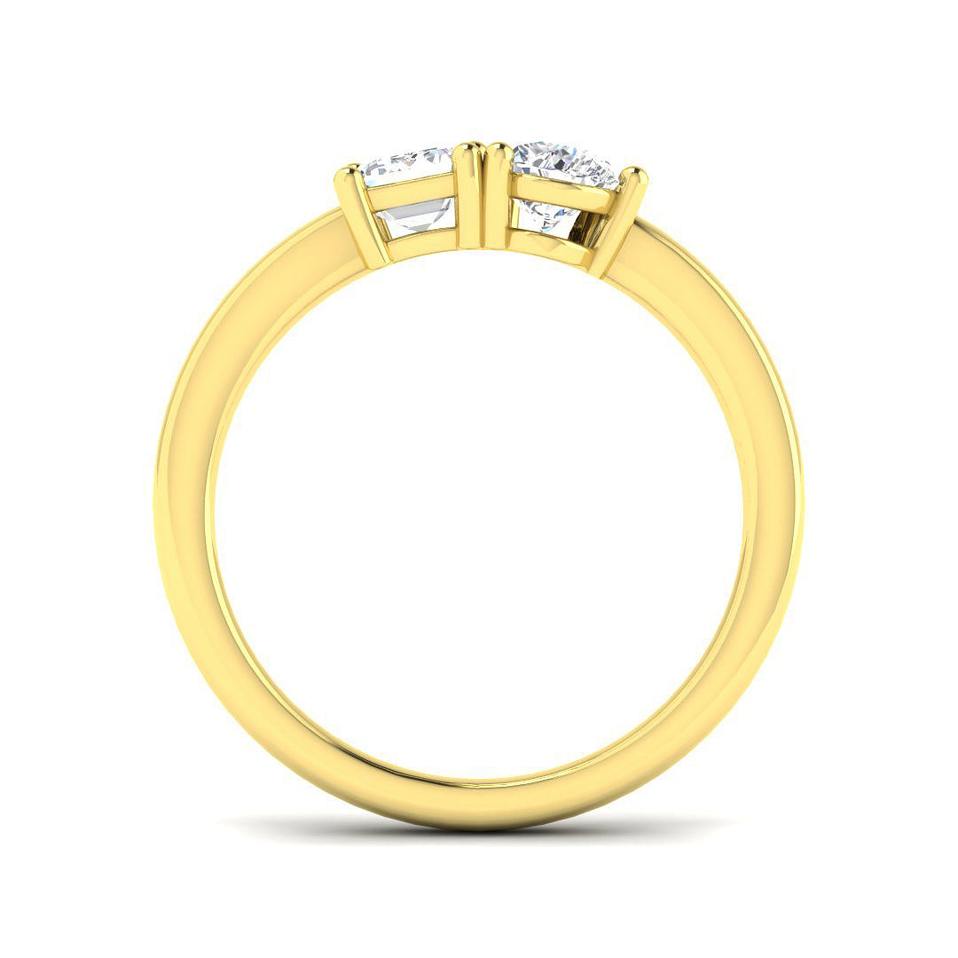 0.97ct Pear & Emerald-Cut Lab-Grown Diamond Toi et Moi Ring – yellow gold view 4