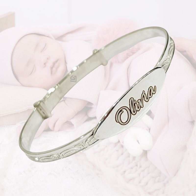 Sterling Silver 925 Personalised Expandable Baby ID Bangle